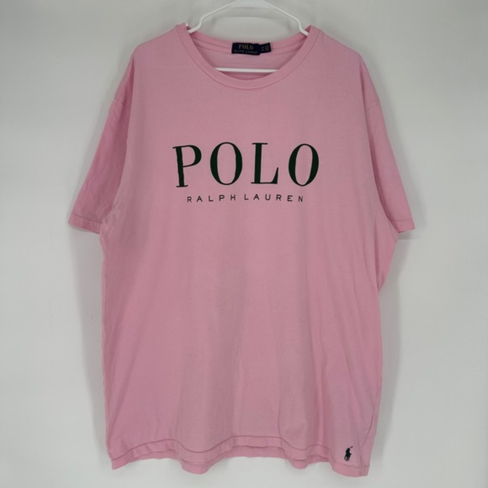 Polo Ralph Lauren Mens Pink Green Graphic Logo‎ T-Shirt XLT Tall Big & Tall Tee